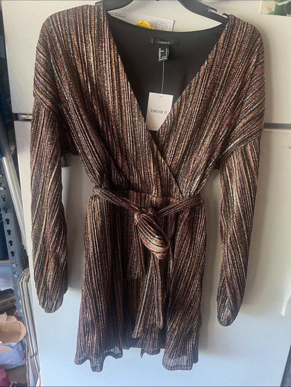 Forever 21 Metallic Stripe Wrap Romper in Multicolor